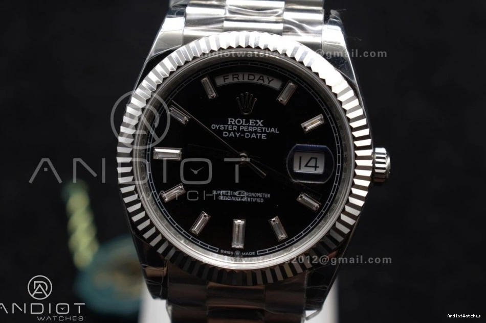 Bright 718 GSF Bracelet Black Weight 40 Gain on Crystal DayDate Dial SS President A 0316